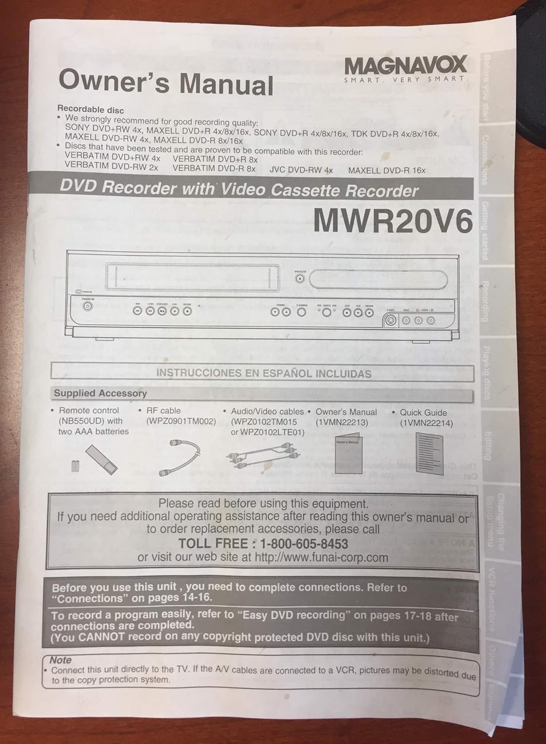 Magnavox MWR20V6 DVD Recorder VCR Combo Player