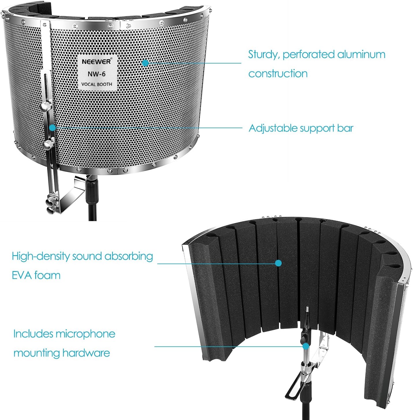 Neewer 40087498 Microphone Isolation Shield - Vocal Booth