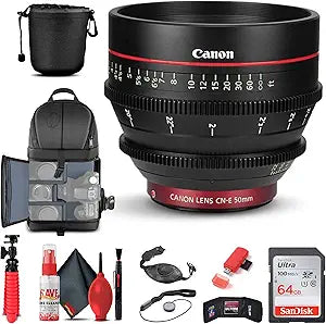 Canon 6570B001 CN-E 50mm T1.3 L F Cine Lens Bundle (Renewed)