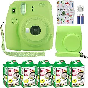 Fujifilm Instax Mini 9 Lime Green Camera Bundle + Film & Album