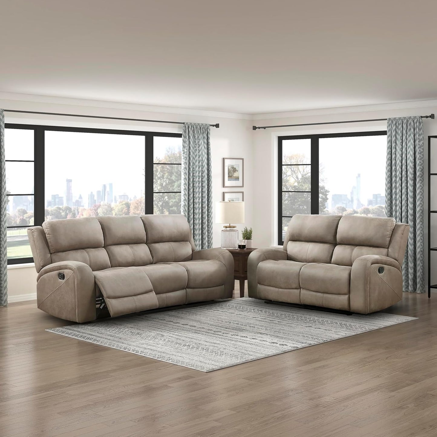 Lexicon Schmid 2-Piece Microfiber Reclining Sofa Set