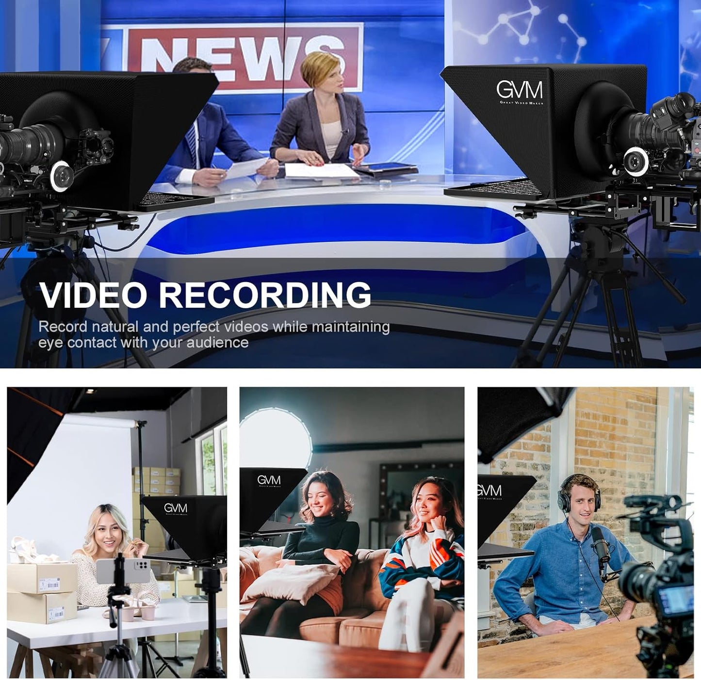 GVM Teleprompter Digital Camera 18.5" Android Kit