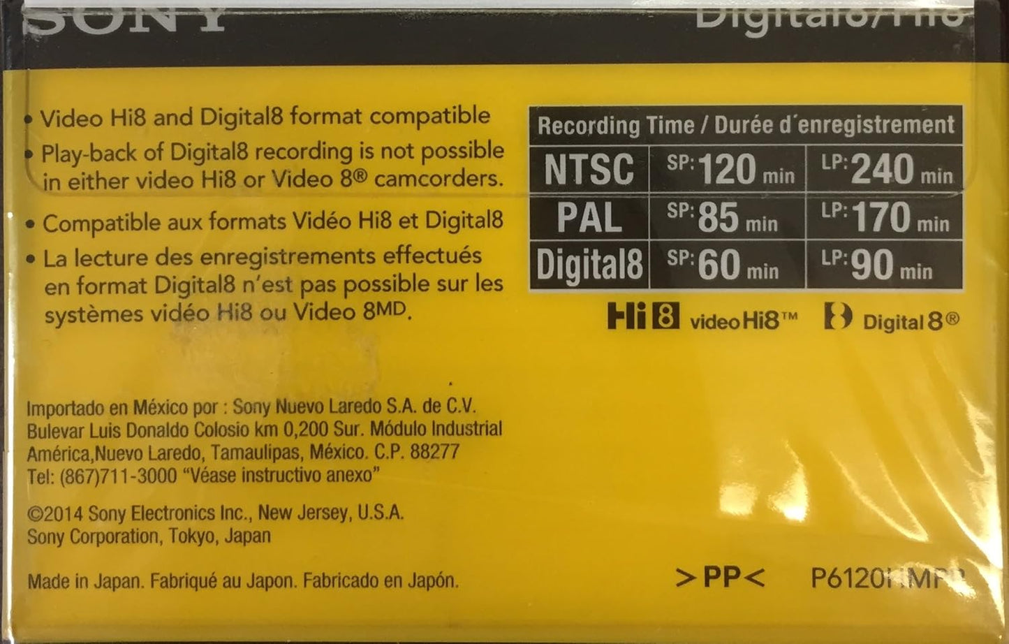 Sony P6120HMPD1/2B Hi-8 Video Camcorder Cassette Tapes 2-Pack