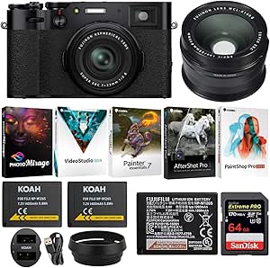 Fujifilm X100V Black Digital Camera Wide Lens Bundle