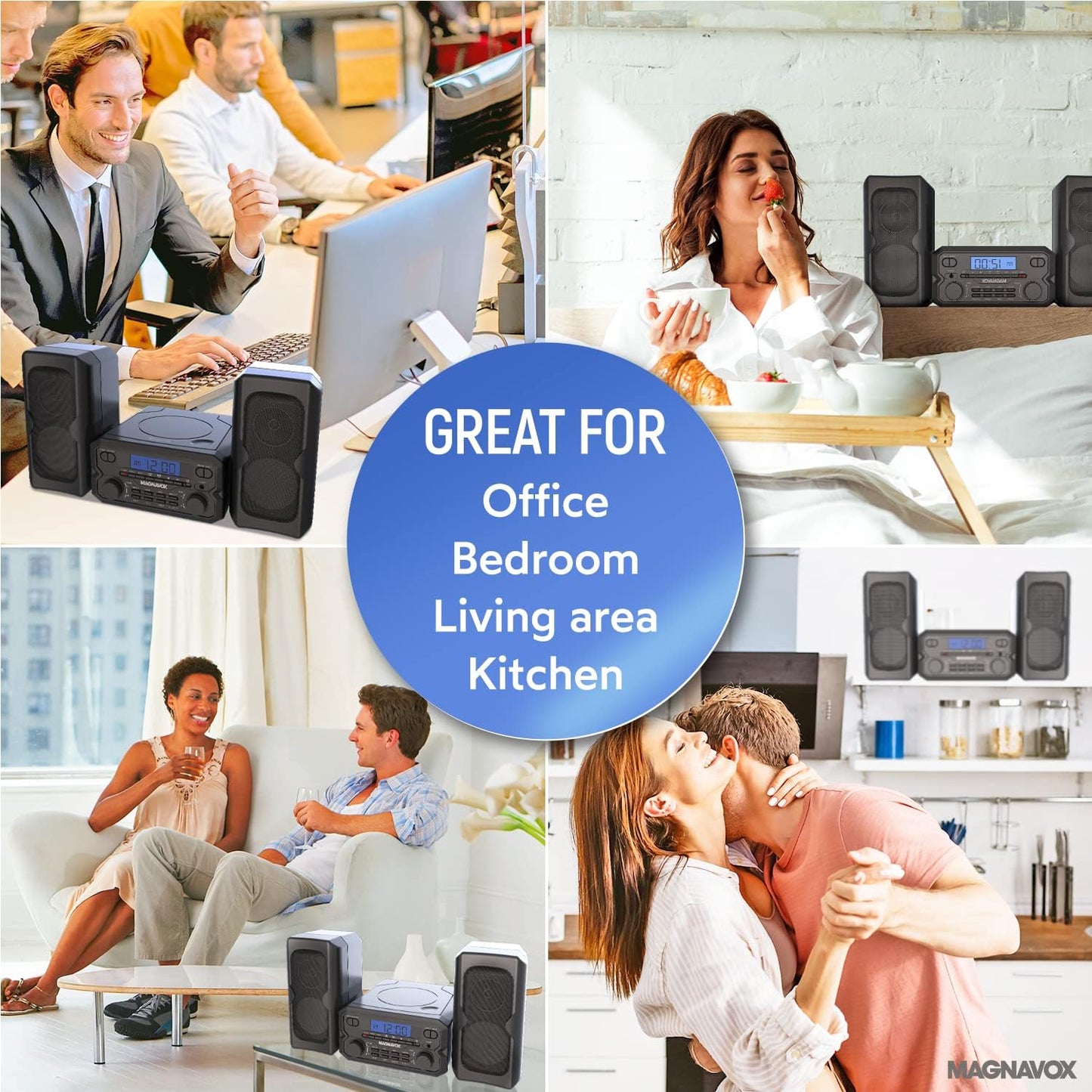 Magnavox MM435M-BK Compact CD Shelf System with Bluetooth