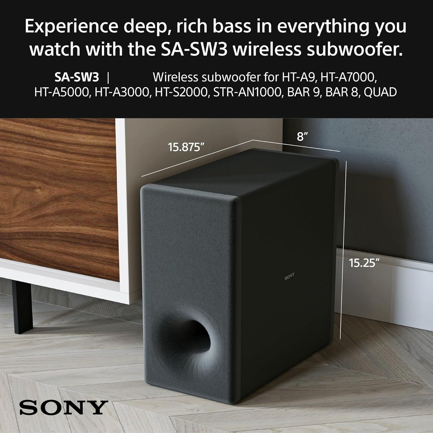 Sony SA-SW3 Wireless Subwoofer for BRAVIA THEATER Soundbars