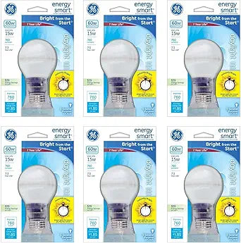 GE 70971 CFL 15W A19 Daylight Bulb 6-Pack
