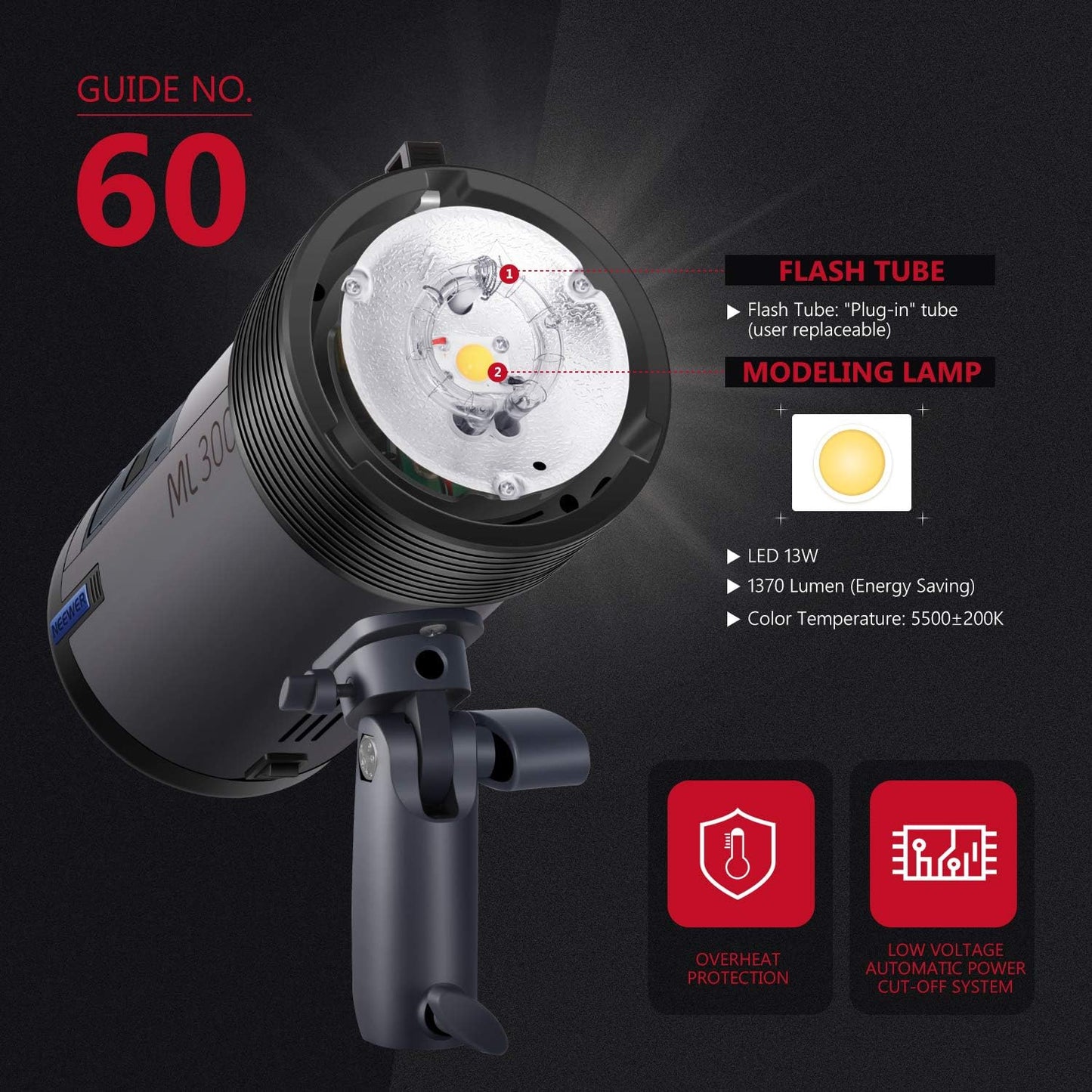 Neewer 10097273 ML300 300W Li-ion Battery Strobe Flash