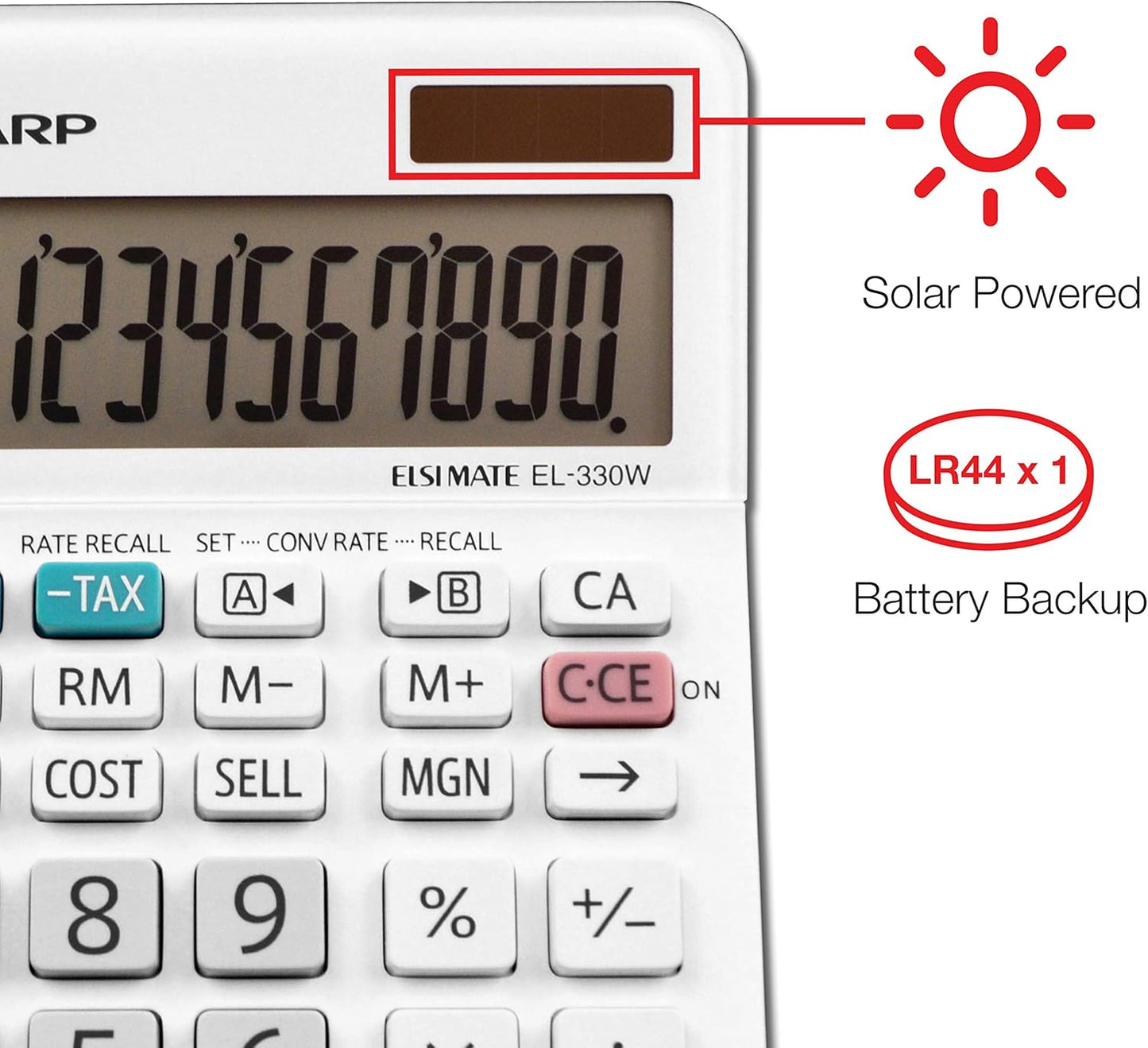 Sharp EL-330WB Basic Desktop Calculator Solar Powered