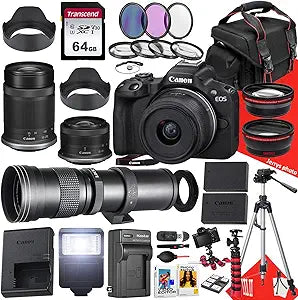 Canon EOS R50 Mirrorless Camera 18-45mm & 55-210mm Lens Bundle