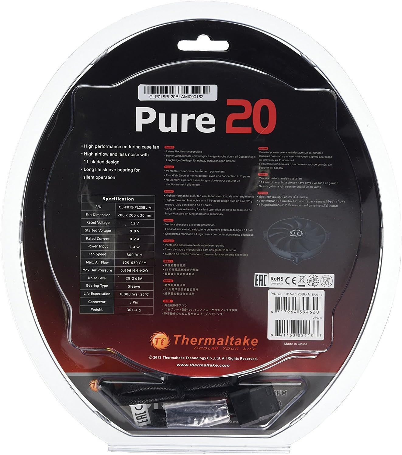 Thermaltake MX Keys 200mm Pure Black Case Fan
