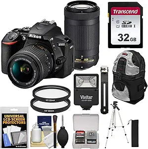 Nikon D5600 18-55mm & 70-300mm Lens Bundle (Renewed)