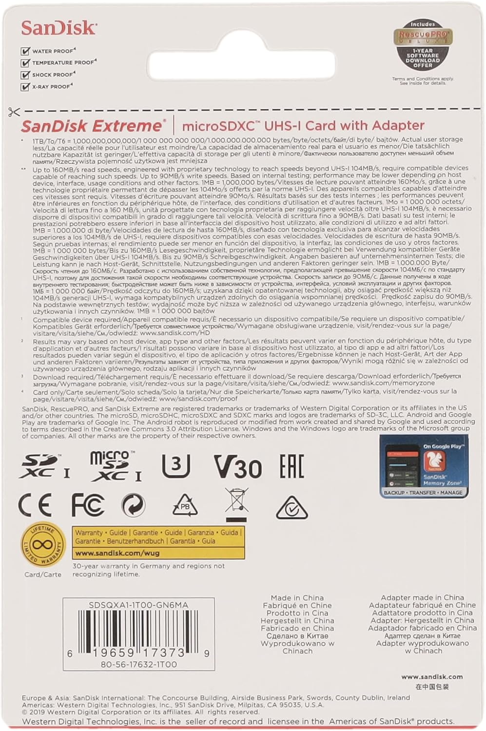 SanDisk SDSQXA1-1T00-GN6MA 1TB Extreme MicroSD Card