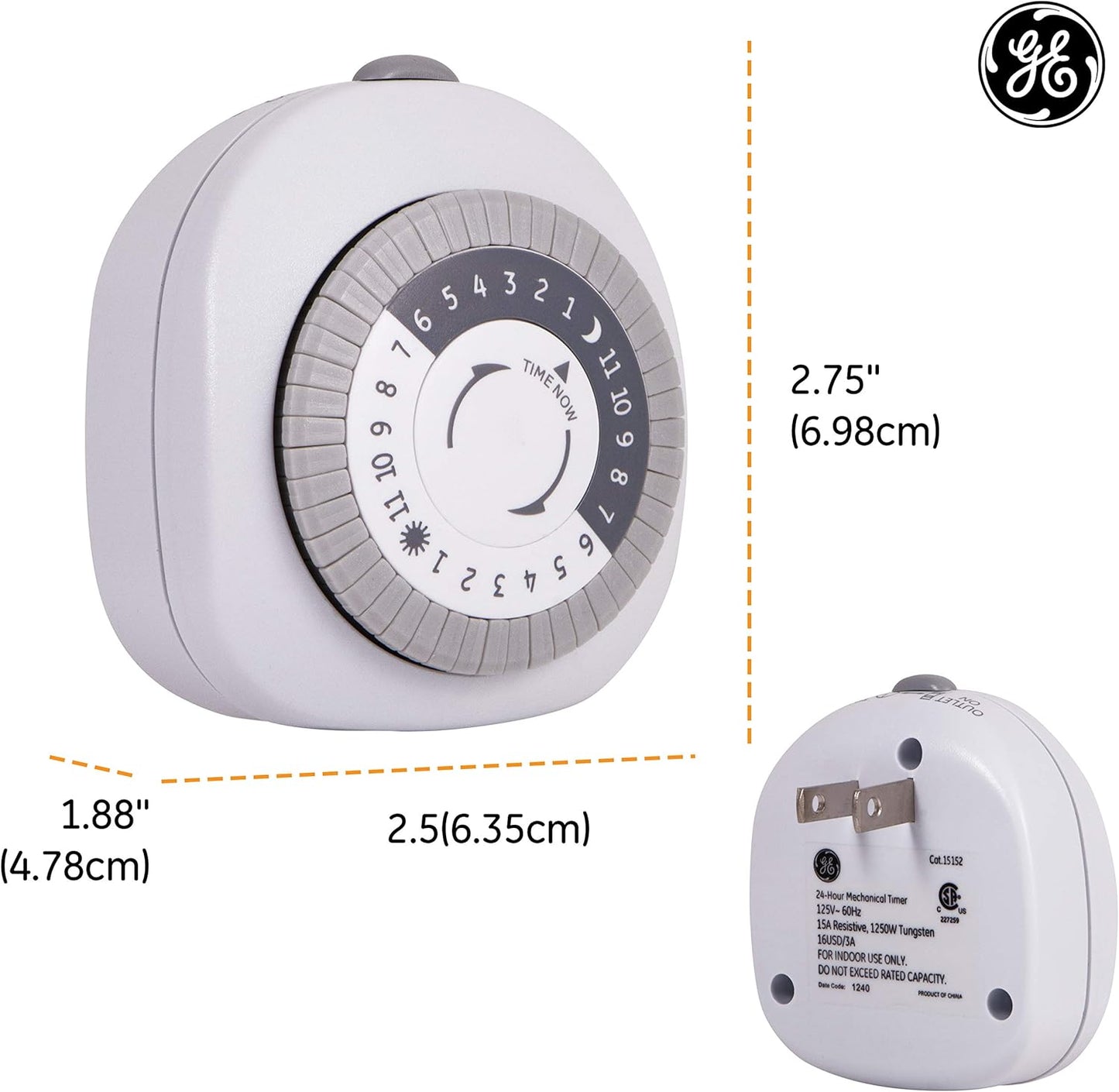 GE 15152 - 24-Hour Indoor Mechanical Outlet Timer
