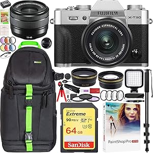 Fujifilm E2FJXT30S1545 X-T30 Mirrorless Camera with 15-45mm Lens Bundle