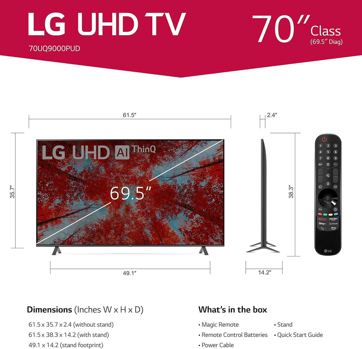 LG 70UQ9000PUD 70-Inch 4K UHD Smart LED TV (2022)