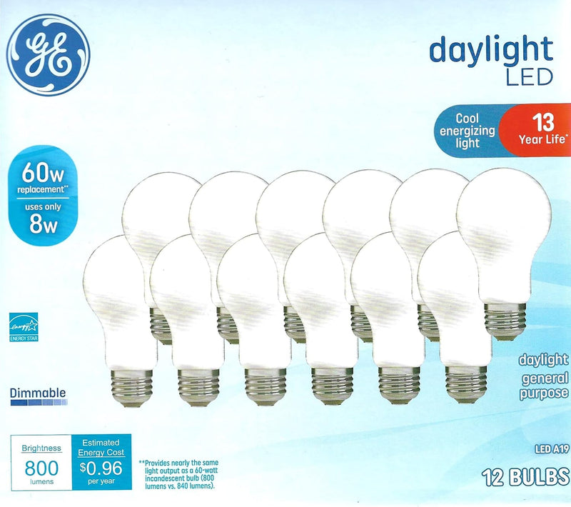GE Daylight LED Light Bulbs 60W Equivalent Dimmable 12-Pack — main product image