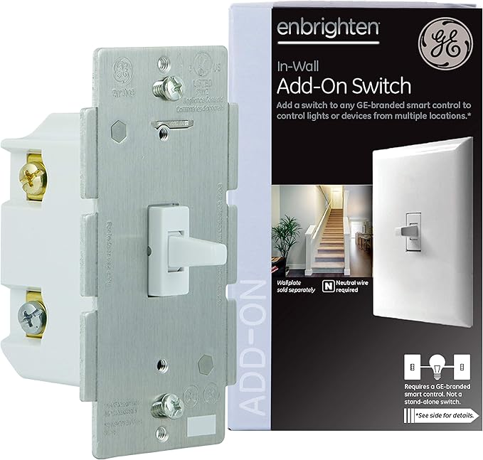 GE 12728 Enbrighten Z-Wave/Zigbee Smart Lighting Add-On Switch