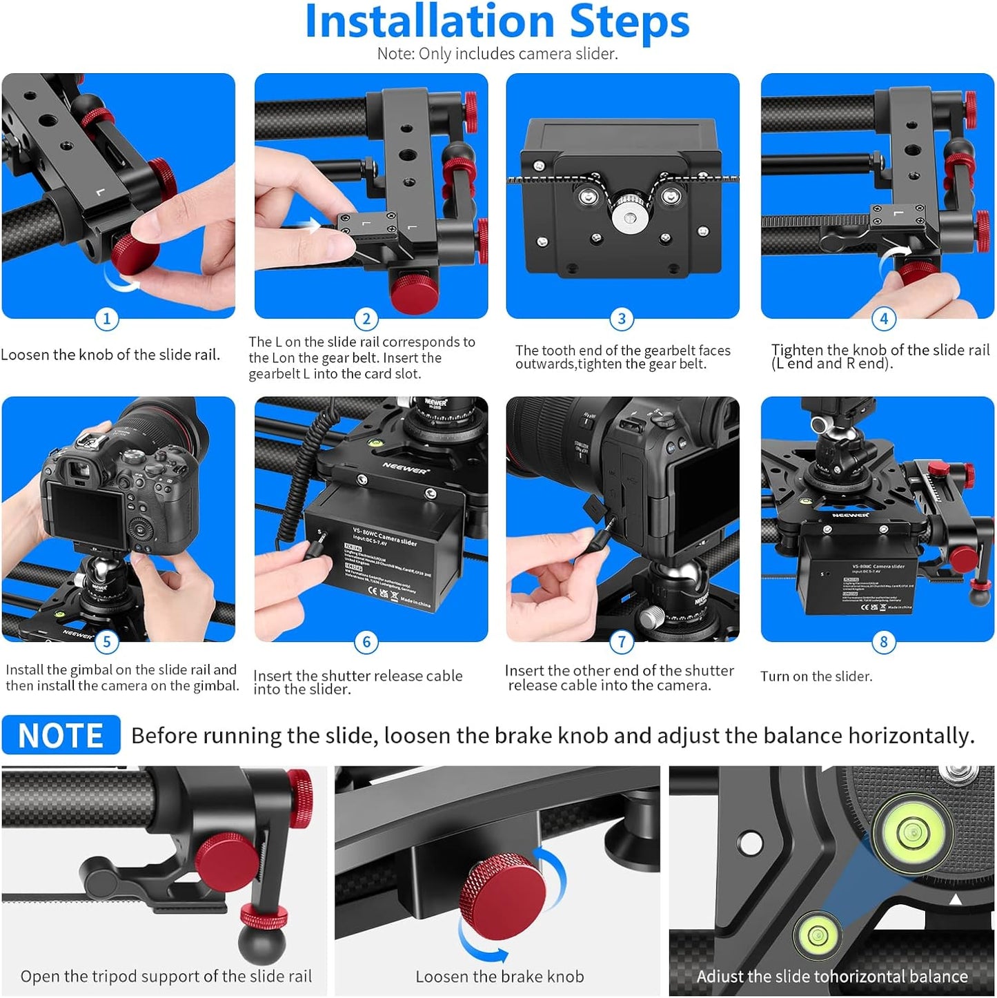 Neewer 10100335 Motorized Camera Slider 80cm Carbon