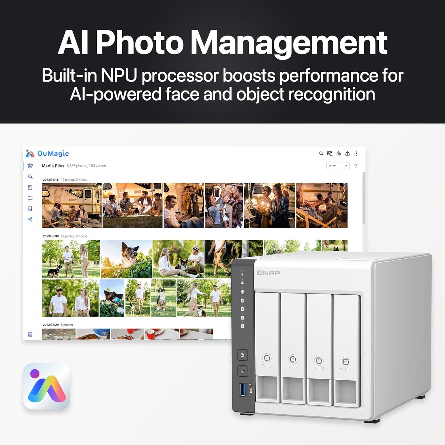 QNAP TS-433-4G-44ST-US 12TB NAS RAID 5 Bundle
