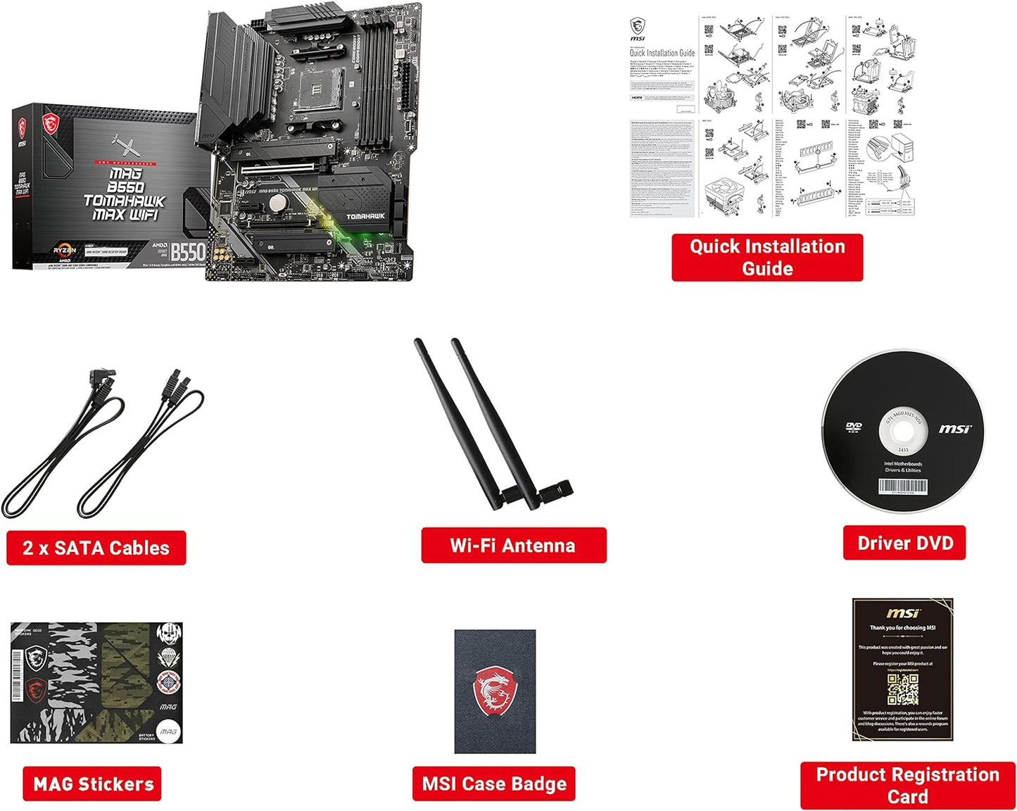 MSI AMD Ryzen 5 5500U MAG B550 Gaming Motherboard (Renewed)