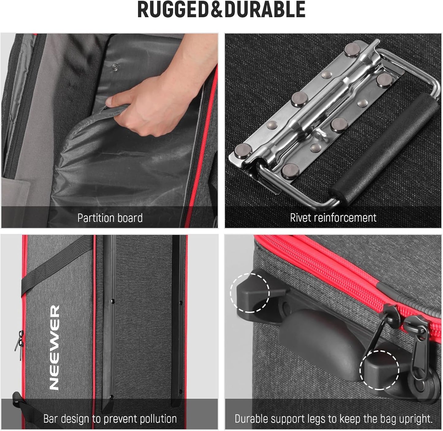 Neewer Trolley Case Photo Studio Equipment Bag - Rolling Tripod Case