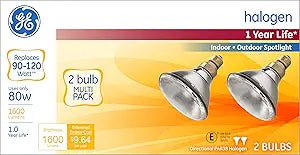 GE 66281 PAR38 Halogen Flood Light Bulbs 2-Pack