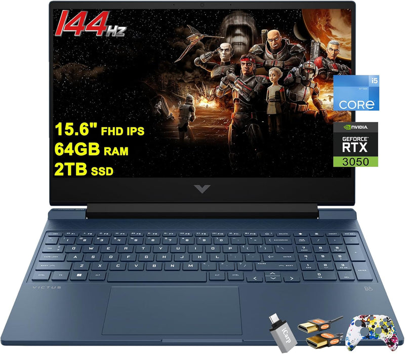 HP Victus 15 i5-12450H RTX 3050 Gaming Laptop Bundle — main product image