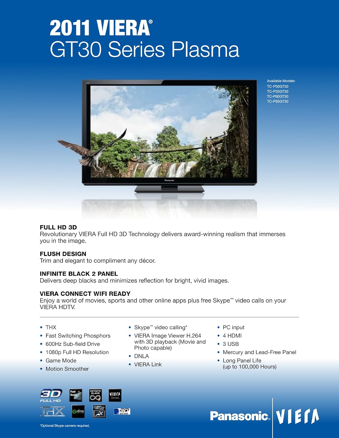 Panasonic TC-P60GT30 60-Inch VIERA 3D Plasma HDTV