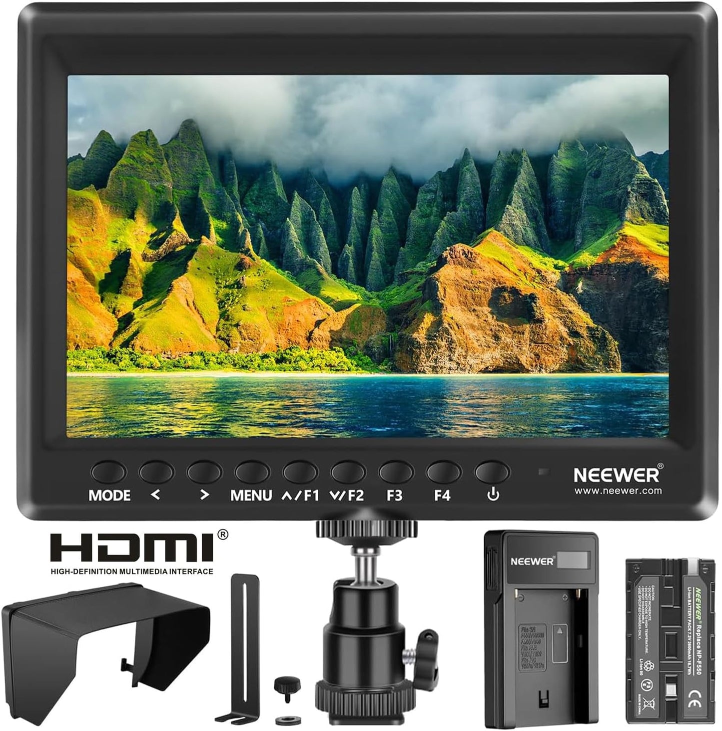 Neewer F100 7-Inch Camera Field Monitor Kit