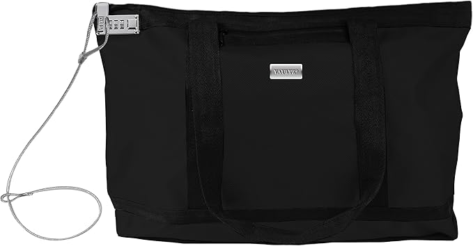 Vaultz VZ00678 Locking Zipper Tote Bag - Black, Water Resistant