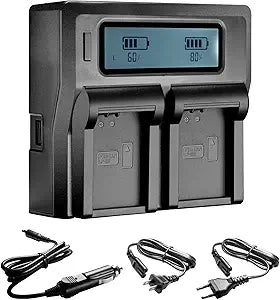 Neewer 10087877 Dual Channel LCD Battery Charger for Canon LP-E12