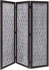 Misc Wooden 3-Panel Room Divider Diamond Pattern Gray