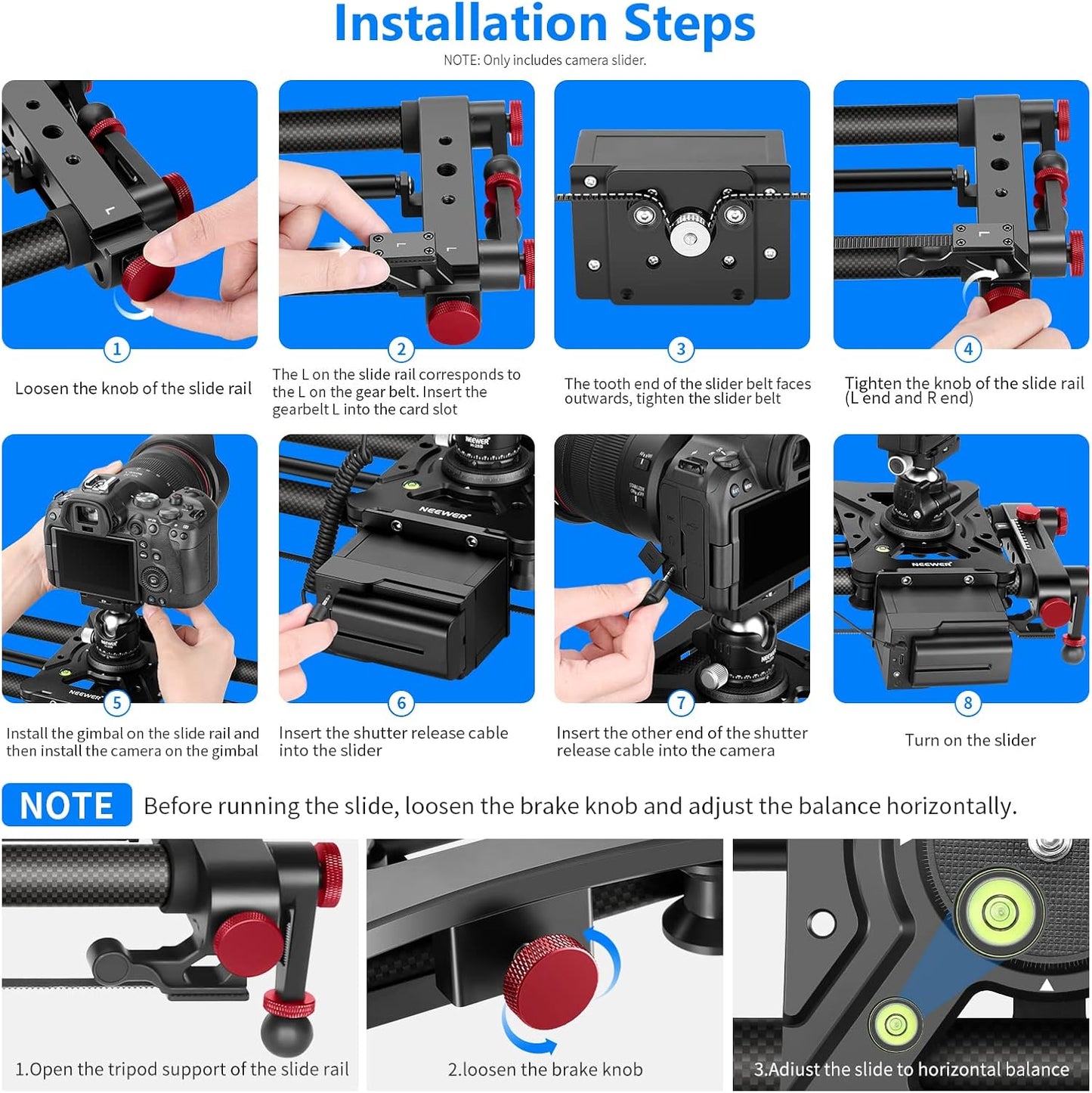 Neewer ER1-80 31.5" Motorized Camera Slider with App Control