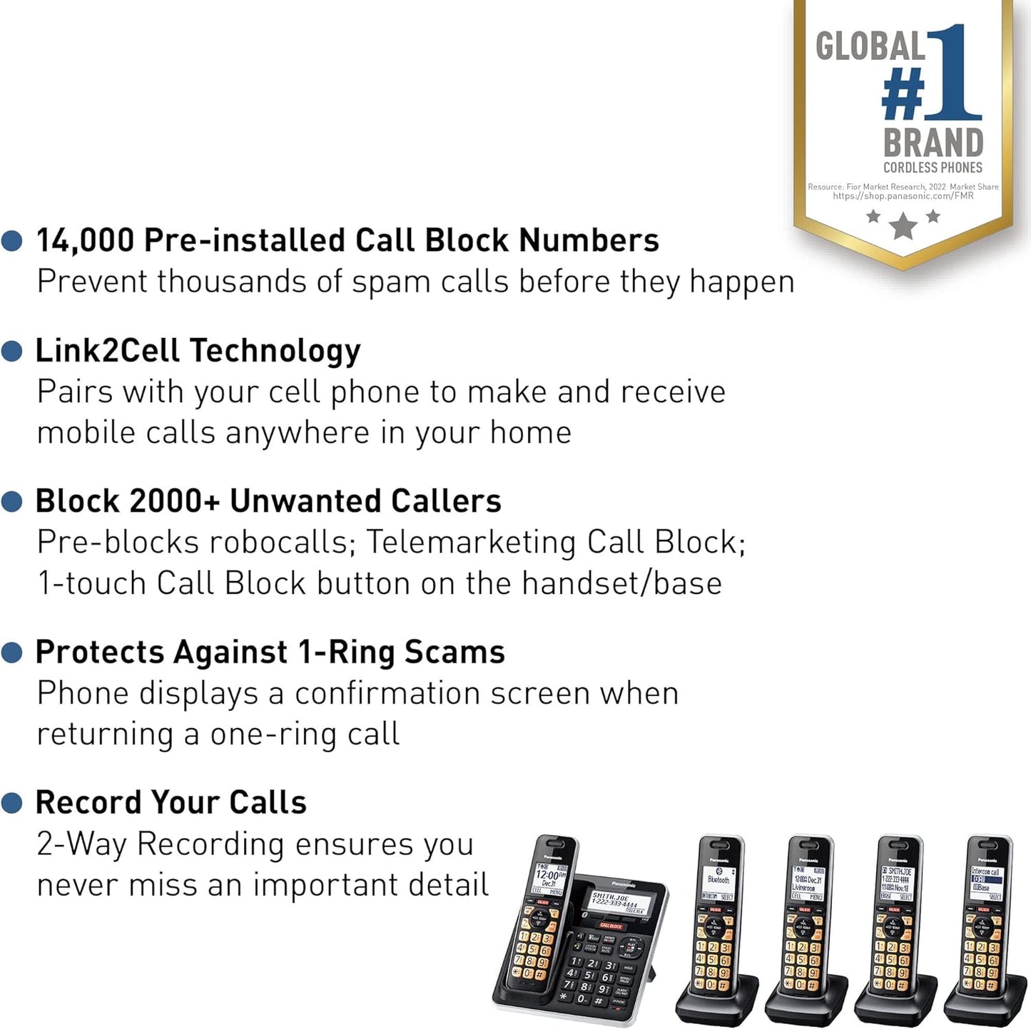 Panasonic KX-TGF975B Cordless Phone System 5 Handsets