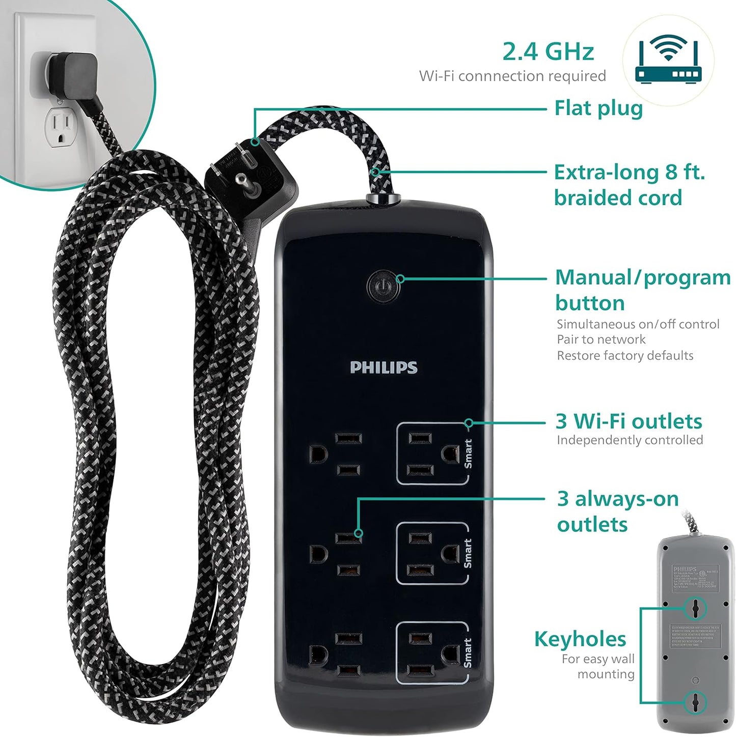 Philips SPP9068BF/37 6-Outlet Wi-Fi Surge Protector