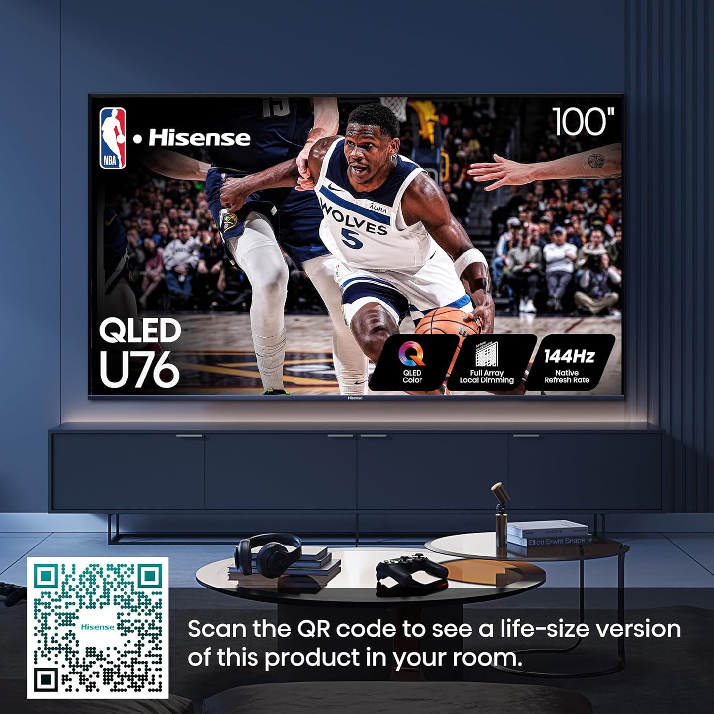 Hisense 100U76N 100-Inch ULED 4K Google Smart TV - 144Hz