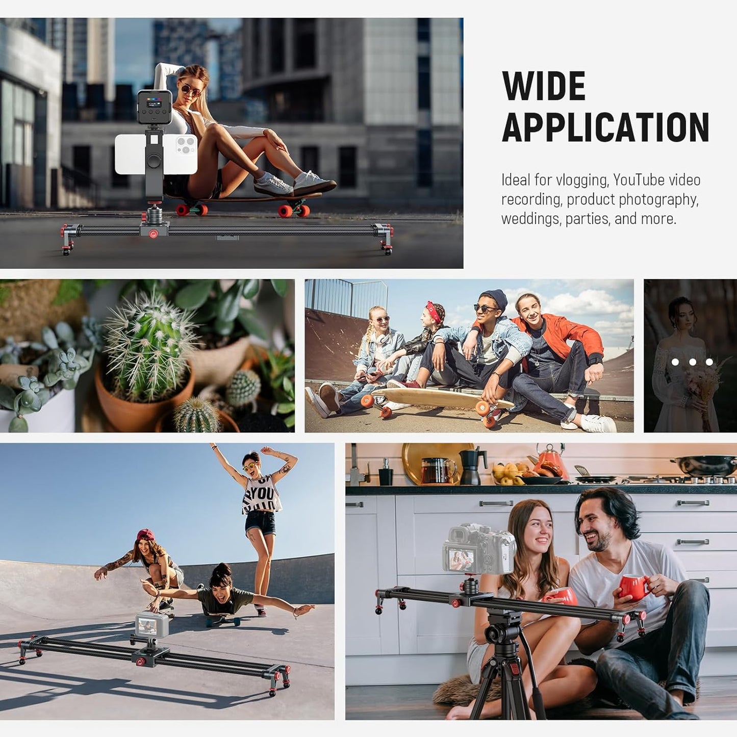 Neewer CS2M 24" Carbon Fiber Camera Slider with Ball Head