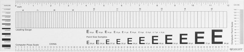 Westcott GA-96 Computer Ruler - Transparent Graphic Arts 12 Inch — main product image