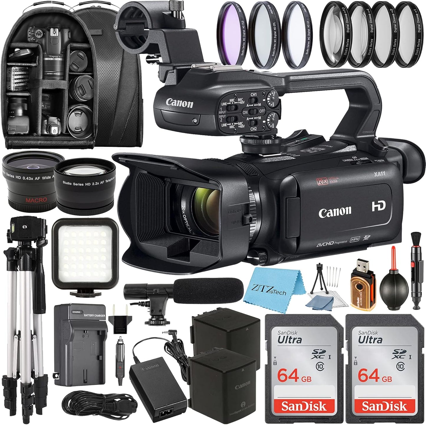 Canon XA11 Compact Full HD Camcorder Bundle - ZeeTech Edition