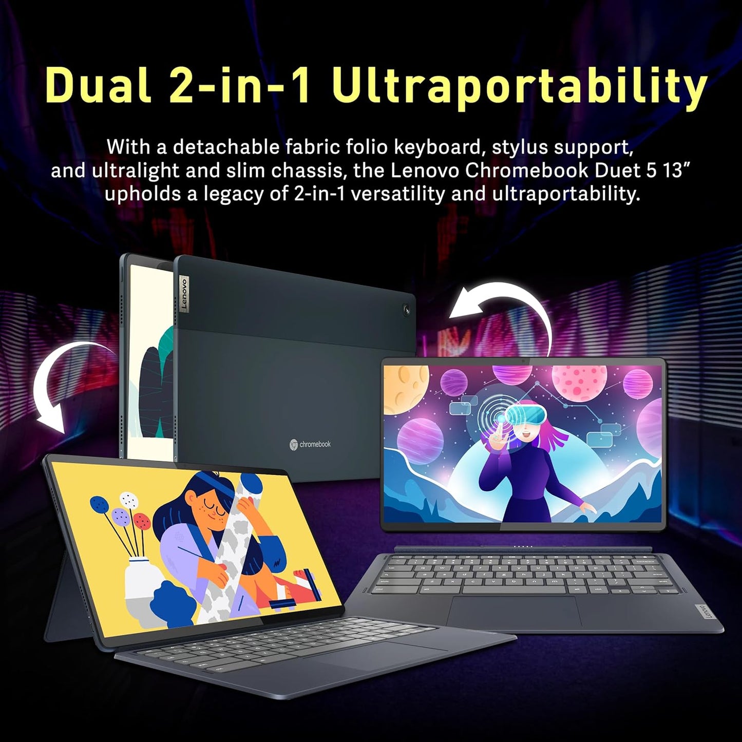 Lenovo IdeaPad Duet 5 Chromebook 13.3" FHD 2-in-1 Renewed