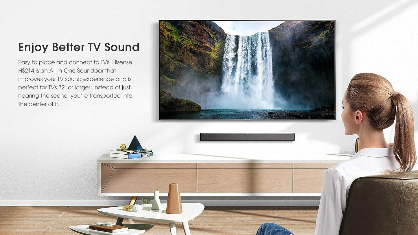 Hisense HS218 2.1 Channel Soundbar with Subwoofer (Renewed)