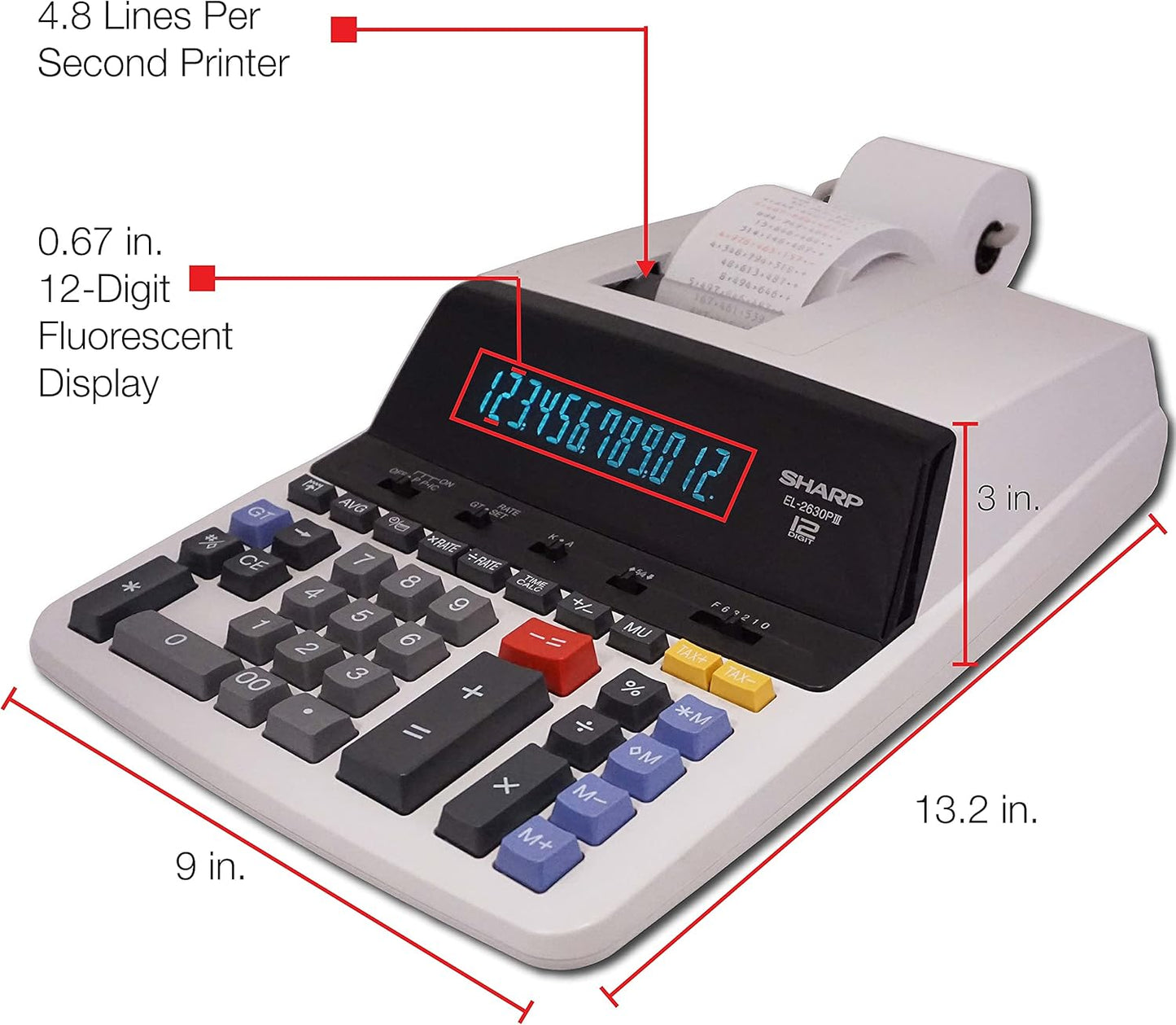 Sharp EL2630PIII Two-Color Printing Calculator