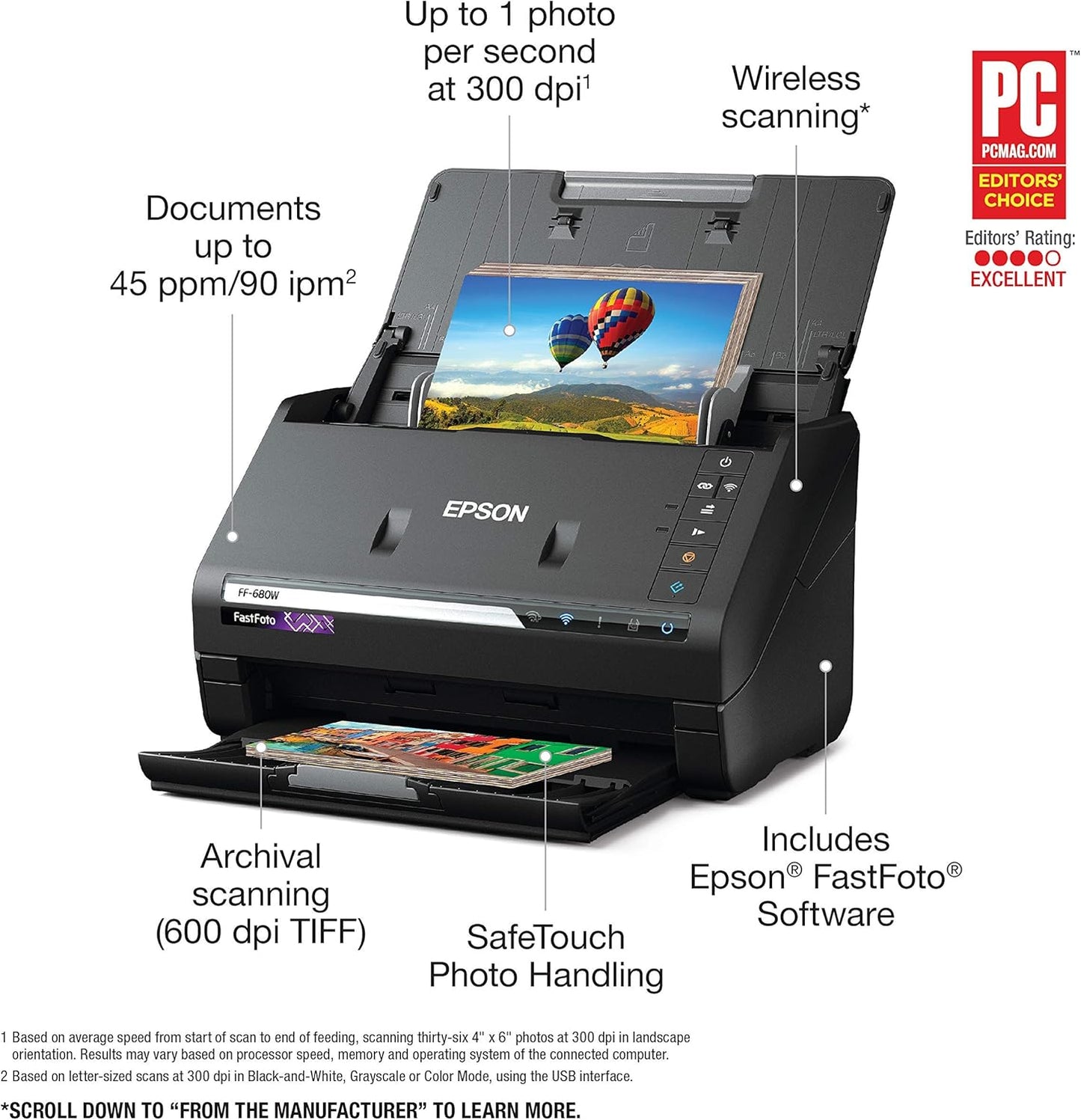 Epson FF-680W FastFoto Wireless Photo Scanner (Renewed)