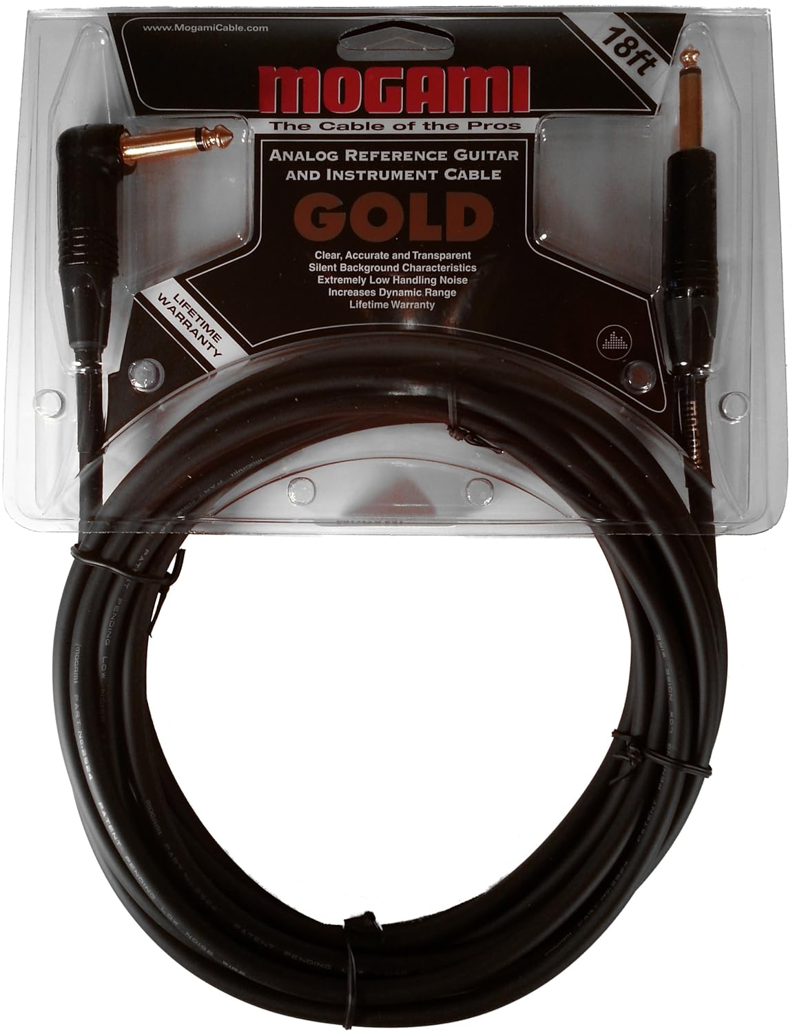 Mogami GOLD INSTRUMENT-18R Guitar Cable 1/4" Right Angle 18 Foot