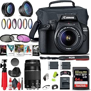 Canon 3011C003AA EOS 4000D DSLR 18-55mm Lens Bundle Renewed