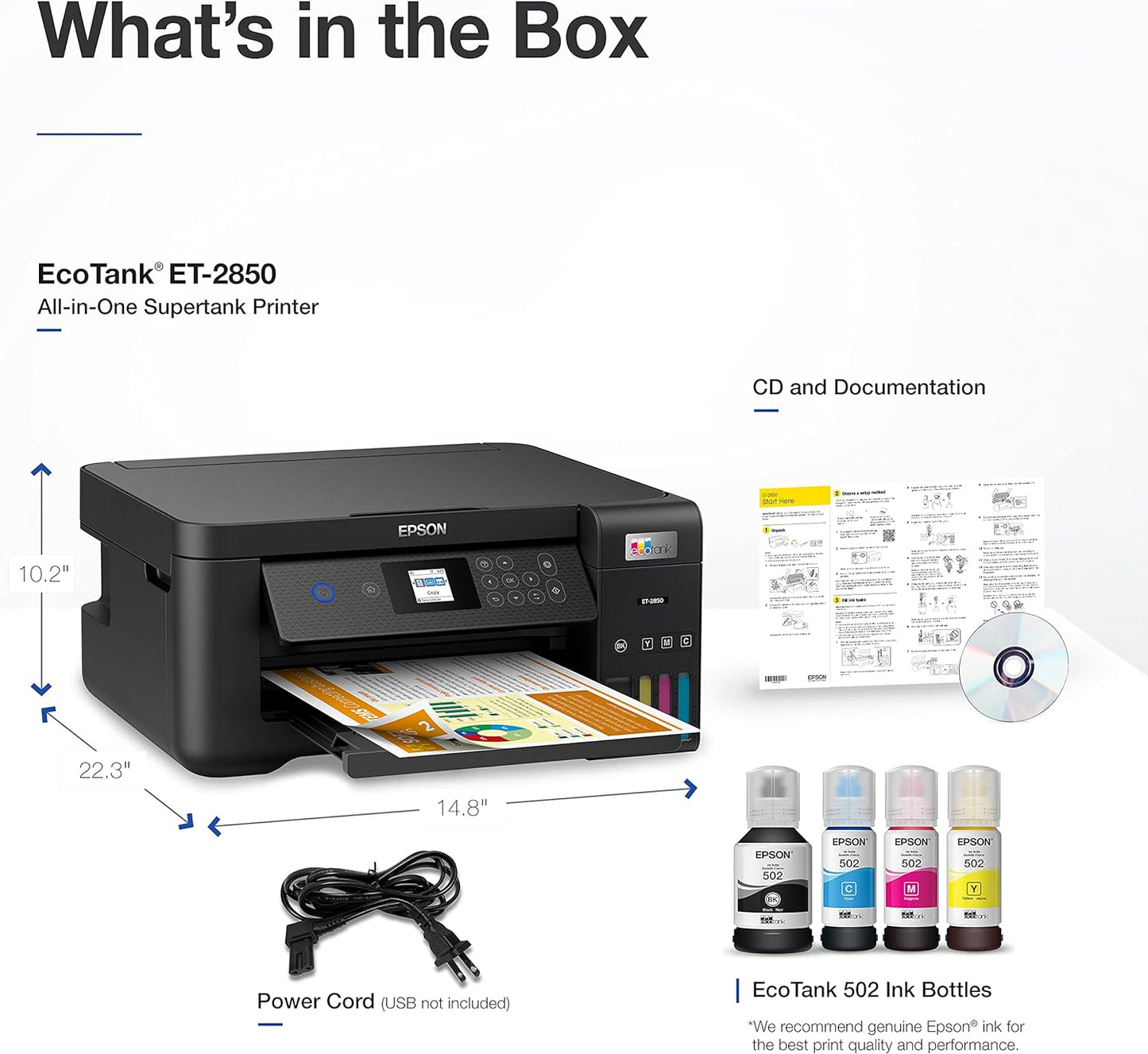 Epson ET-2850 Black EcoTank Wireless Printer