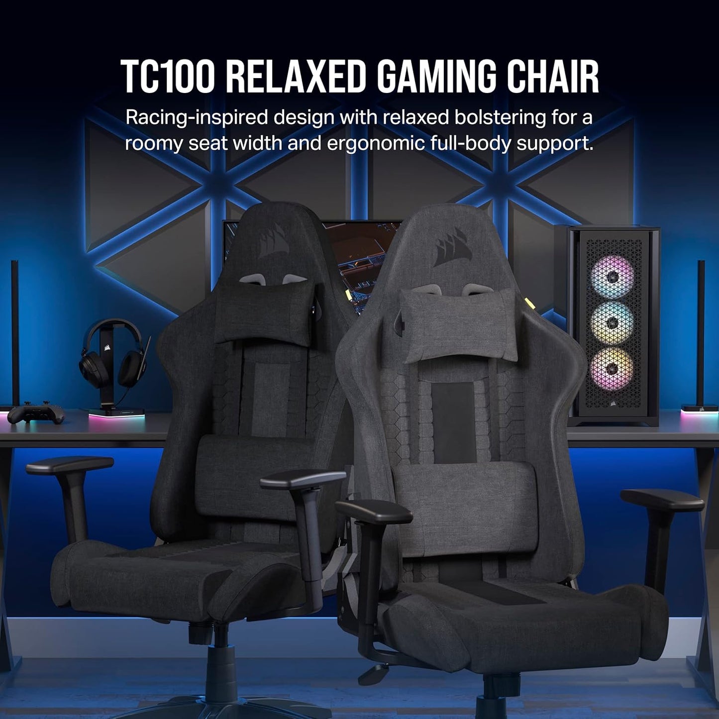 Corsair CF-9010051-WW TC100 Relaxed Fabric Gaming Chair - Black