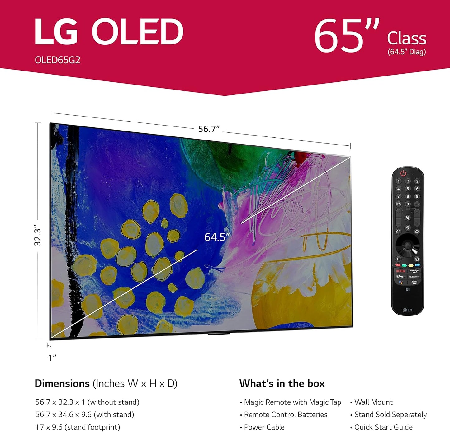 LG OLED65G2 65-Inch G2 Series OLED evo Gallery Edition TV