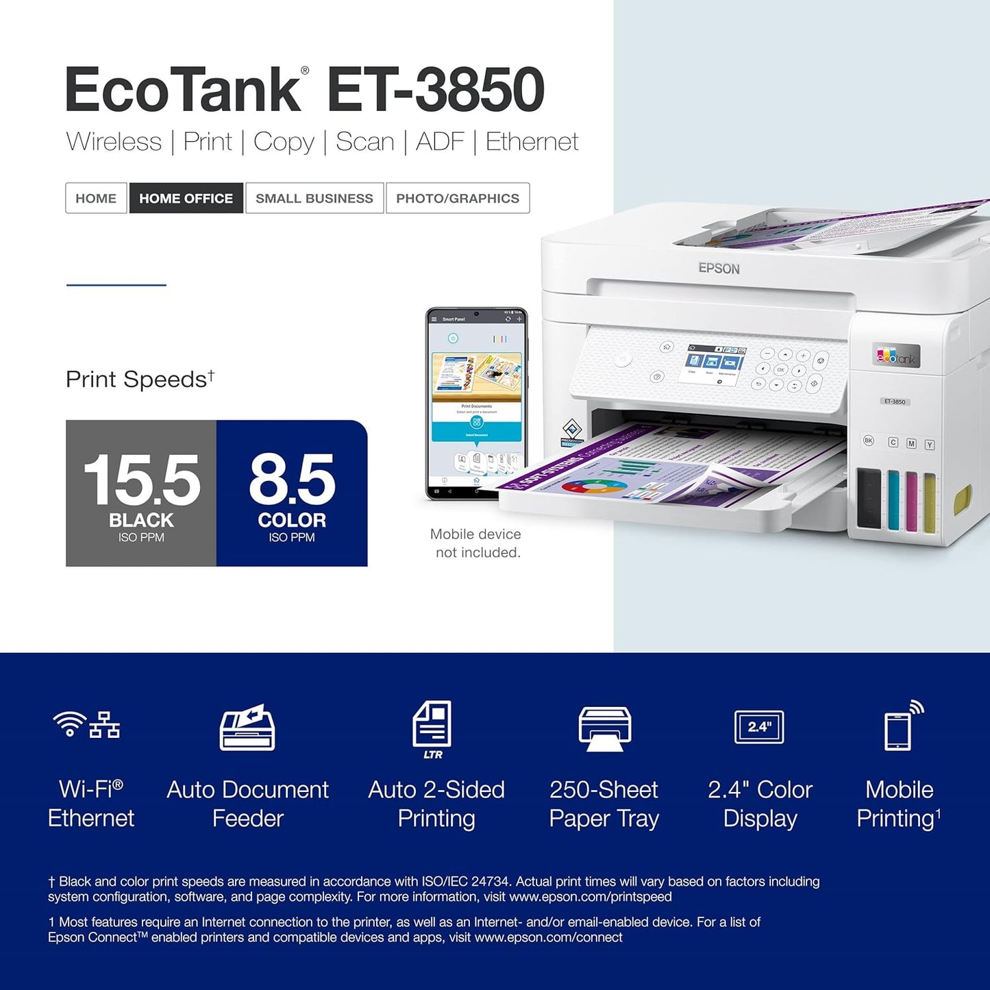 Epson ET-3850 EcoTank Wireless All-in-One Supertank Printer